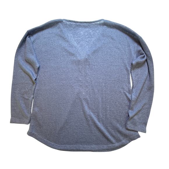 Soft Surroundings Valentina Blue Zip Front Sweater Slub Knit Gold Accent Sz S - Picture 3 of 7